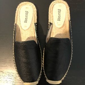 Soludos Black Tumbled Leather Mule